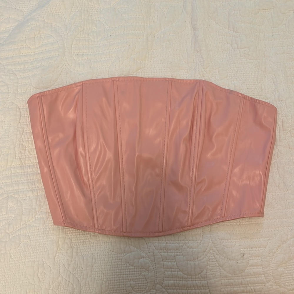 Faux leather pink corset top